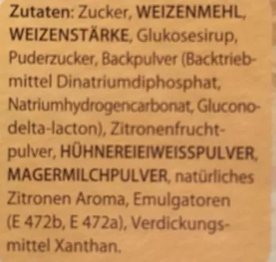 Lista de ingredientes del producto Backmischung Zitronen Wolke Dr. Oetker 430 g