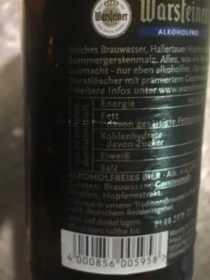 Lista de ingredientes del producto Warsteiner, Alkoholfrei Warsteiner 0,33 l