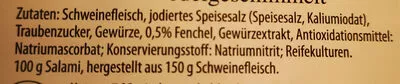 Lista de ingredientes del producto Fenchel Salami Wiltmann 80g