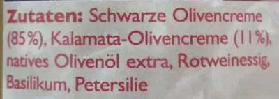 Lista de ingredientes del producto Schwarze Olivencreme Krini 140 g