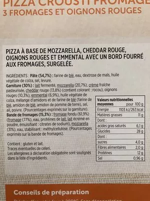 Lista de ingredientes del producto Pizza croustibfromage Toupargel 