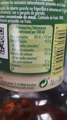 Lista de ingredientes del producto Suc Granini Poma Granini 