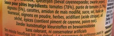 Lista de ingredientes del producto Sauce pour pâtes piccante Miracoli 750 gr