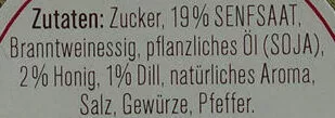 Lista de ingredientes del producto Honig-Dill Senfsauce Wolfram Berge 60 ml