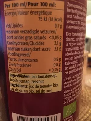 Lista de ingredientes del producto Jus De Tomates 750ML Rabenhorst 