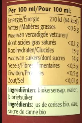 Lista de ingredientes del producto Nectar De Cerise Rabenhorst 