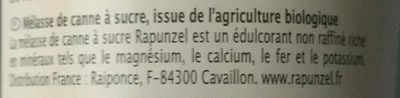 Lista de ingredientes del producto Mélasse de canne à sucre Rapunzel 300 g