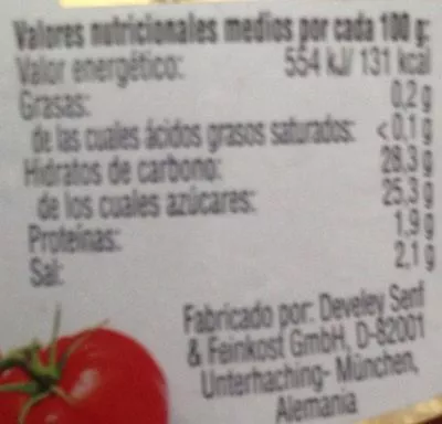 Lista de ingredientes del producto Ketchup premium Develey 