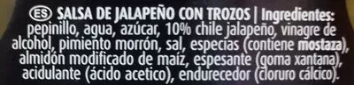 Lista de ingredientes del producto Salsa jalapeño Develey 250 ml