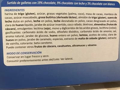 Lista de ingredientes del producto Surtido de galletas azuba 