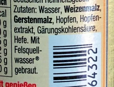 Lista de ingredientes del producto Weizen Alkoholfrei Krombacher 33 cl