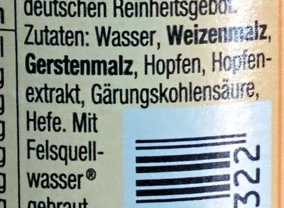 Lista de ingredientes del producto Weizen Alkoholfrei Krombacher 6 x 0,33 l