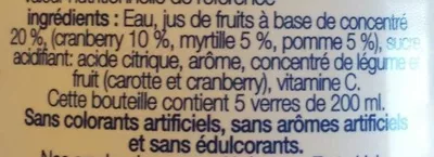 Lista de ingredientes del producto Cranberry Myrtilles Ocean Spray 1 L e