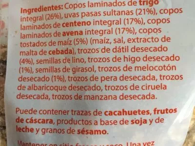 Lista de ingredientes del producto Muesli con frutas Joe's Farm 1 kg