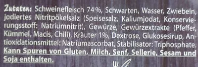 Lista de ingredientes del producto Guts Kräutersülze Steinhaus 100 g