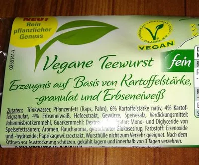 Lista de ingredientes del producto Vegane Teewusrt windau 125g