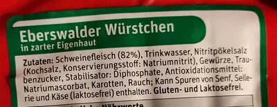 Lista de ingredientes del producto Eberswalder Würstchen Eberswalder 250 g