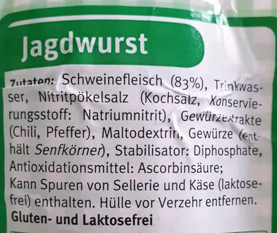 Lista de ingredientes del producto Jagdwurst Eberswalder 200 g