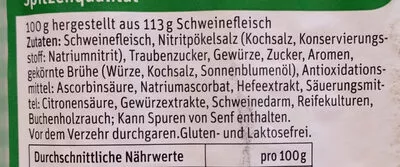 Lista de ingredientes del producto Knacker Eberswalder 270 g