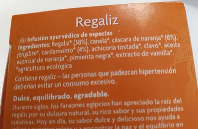 Lista de ingredientes del producto Infusión de regaliz Yogi Tea 30,6 g (17 bolsitas x 1,8 g)