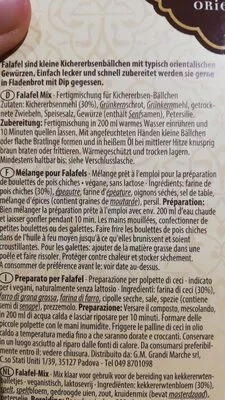 Lista de ingredientes del producto Falafels mix al Amier 200g