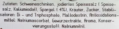 Lista de ingredientes del producto Kochschinken mit grünem Spargel Bösinger 0,300 kg