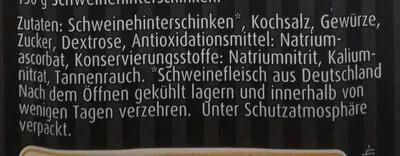 Lista de ingredientes del producto Schwarzwälder Schinken Tannenhof 200 g