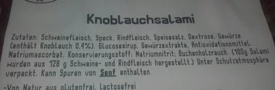 Lista de ingredientes del producto Knoblauchsalami Ludwigsluster 100g