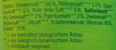 Lista de ingredientes del producto Gemüse-Komposition Voelkel 0.7 l