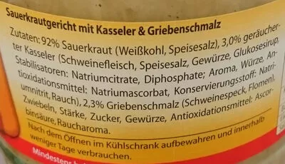 Lista de ingredientes del producto Sauerkraut mit Kasseler Thüringer Landgarten 550 g