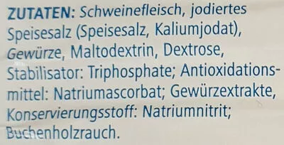 Lista de ingredientes del producto Kasseler Bratenaufschnitt aus dem Schweinelachs aro 150 g