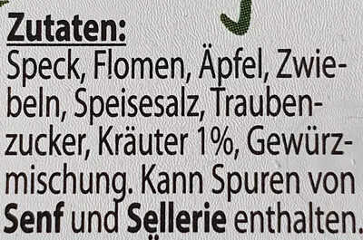 Lista de ingredientes del producto Kräutergriebenschmalz Thalheimer 125 g