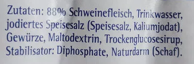 Lista de ingredientes del producto Thüringer Rostbratwurst Die Thüringer 500g