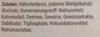 Lista de ingredientes del producto Hähnchen Grillbraten Wiesenhof 80g