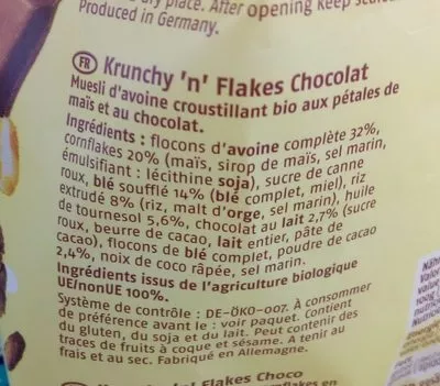 Lista de ingredientes del producto Krunchy En Flakes Choco  