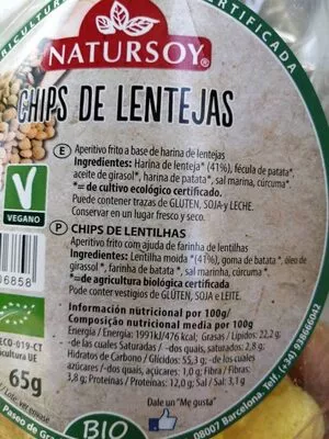 Lista de ingredientes del producto  Natursoy 