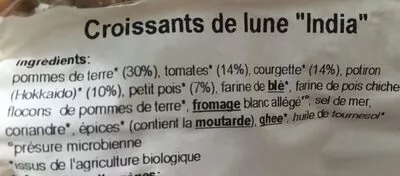 Lista de ingredientes del producto Croissants de lune « India » Soto 220 g