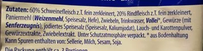 Lista de ingredientes del producto Mini Klassik Frikadellen Zimbo 210 g