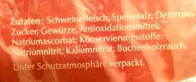 Lista de ingredientes del producto Schinkenspeck Abraham 80 g