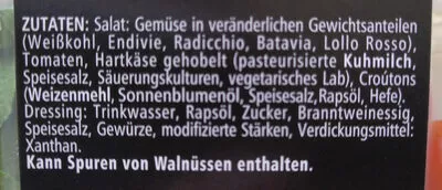 Lista de ingredientes del producto Meal Quick Frischer Salat Caesar Meal Quick 280 g (180g Salatmischung + 100 ml Dressing)