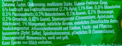 Lista de ingredientes del producto Tropen-Früchte Katjes 200 g