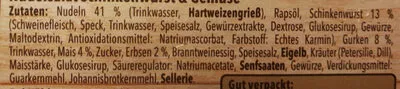 Lista de ingredientes del producto Feiner Nudelsalat Schinkenwurst & Gemüse Feinkost Popp 400 g