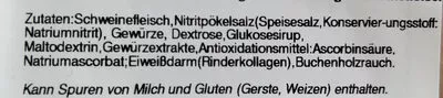 Lista de ingredientes del producto Mini-Knacker nach Art einer Mettende Orginal Radeberger 2x75g