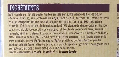 Lista de ingredientes del producto Cordons bleus de poulet L'etal de volailler 