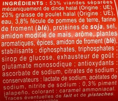 Lista de ingredientes del producto Cashir goût boeuf piquant Marque blanche 750 g