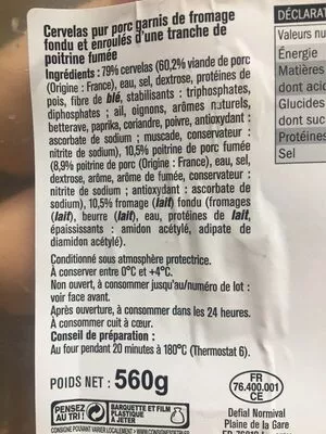 Lista de ingredientes del producto Cervelas à l'ancienne Saint Alby 560 g