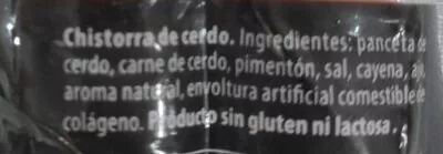 Lista de ingredientes del producto Chistorra de cerdo Lidl 220 g