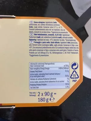 Lista de ingredientes del producto Soft cheese duo Duc de Coeur 2 x 90 g, 180g