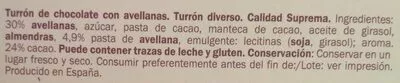 Lista de ingredientes del producto Turrón chocolate negro avellanas Dor 