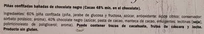 Lista de ingredientes del producto Piñas confitadas en chocolate Deluxe 